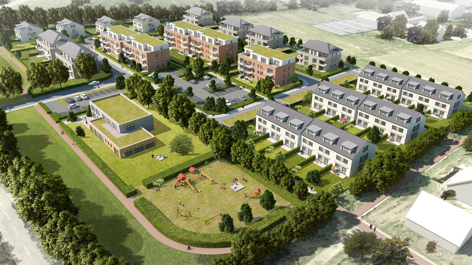 Visualisierung-Neubau-Siedlung --- Visualisierung Ralph Schenkenberger Modelldigital